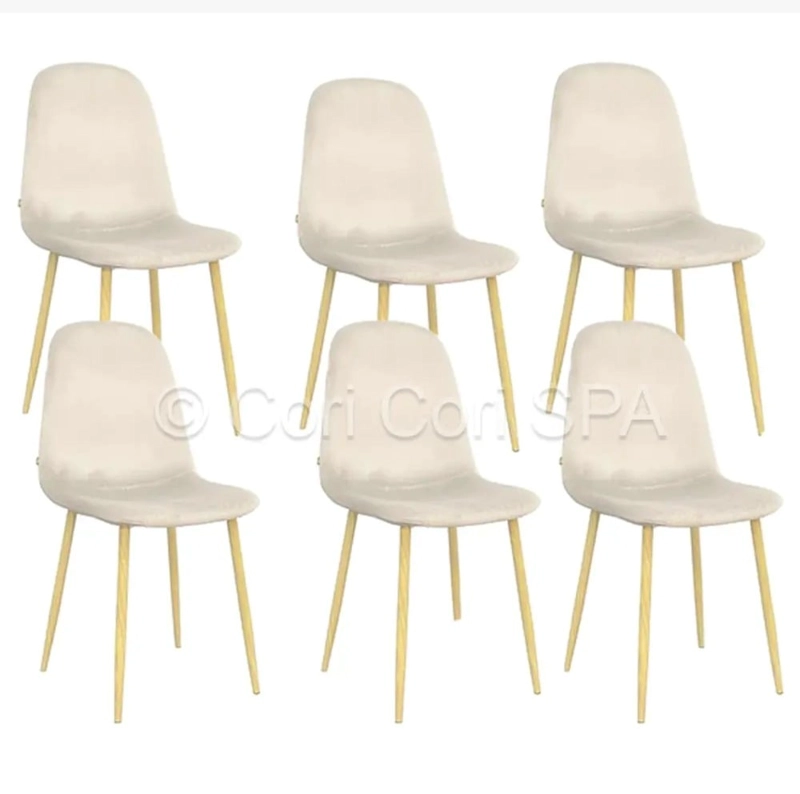 PACK 6 SILLAS SCOOP LINO WOOD BEIGE - 1