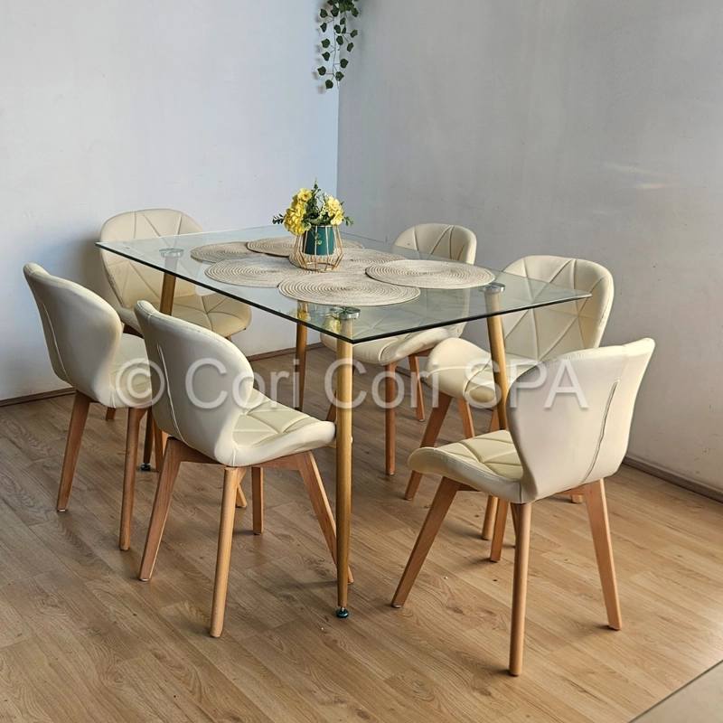 PACK 6 SILLA MARIPOSA WOOD LINO BEIGE - 3