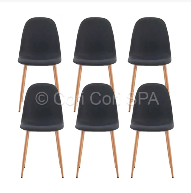 PACK 6 SILLAS SCOOP LINO WOOD  EN COLOR NEGRO - 1