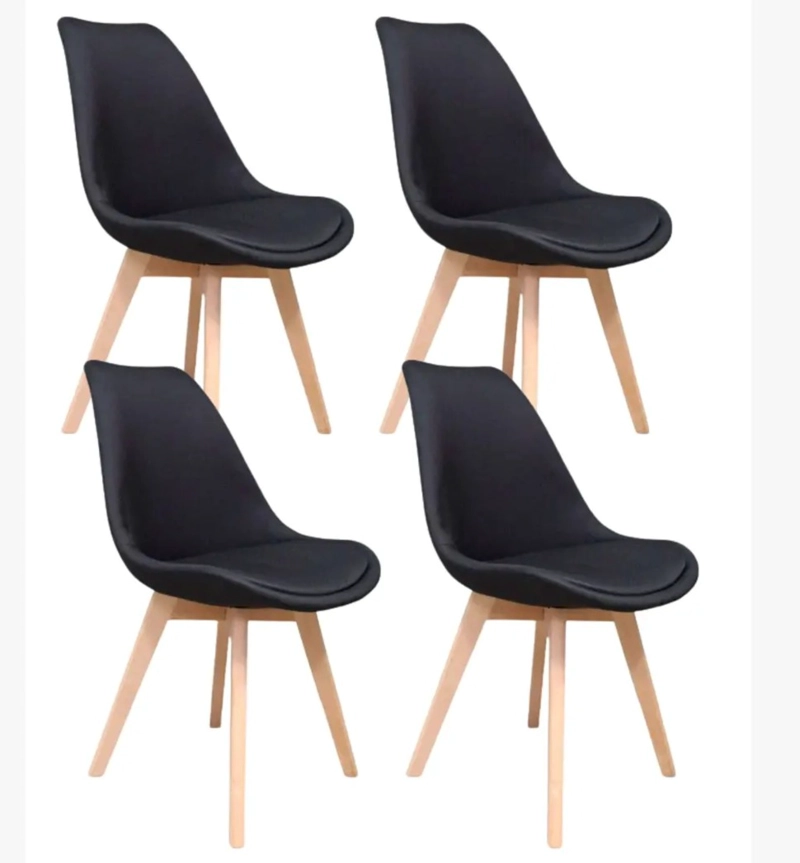 PACK 4 SILLAS TULIP LINO EN COLOR NEGRO - 1