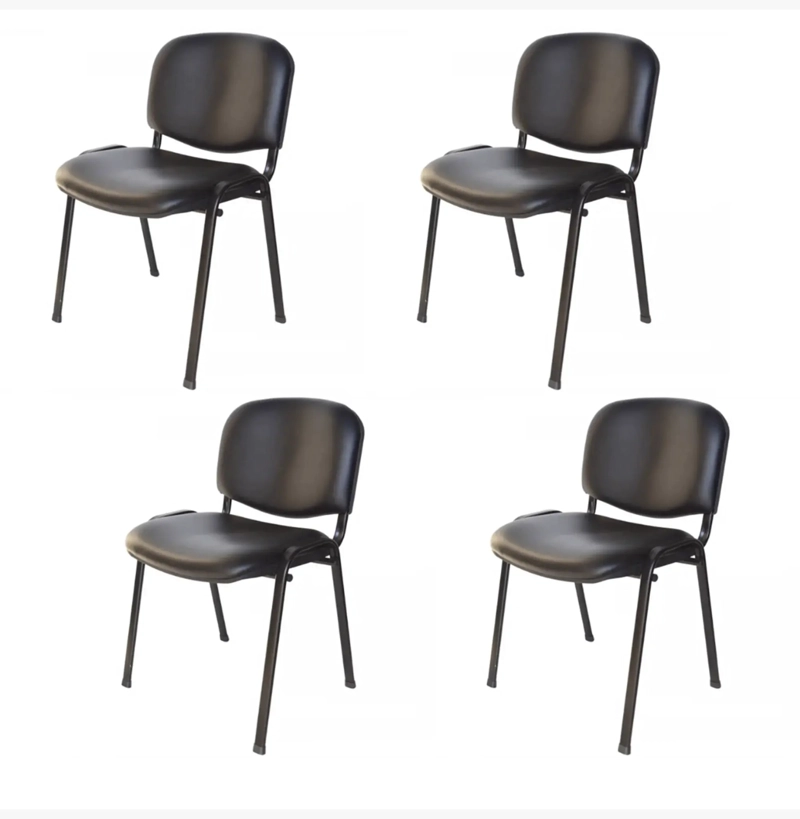 PACK 4 SILLAS MEETING ECOCUERO EN COLOR NEGRO - 1