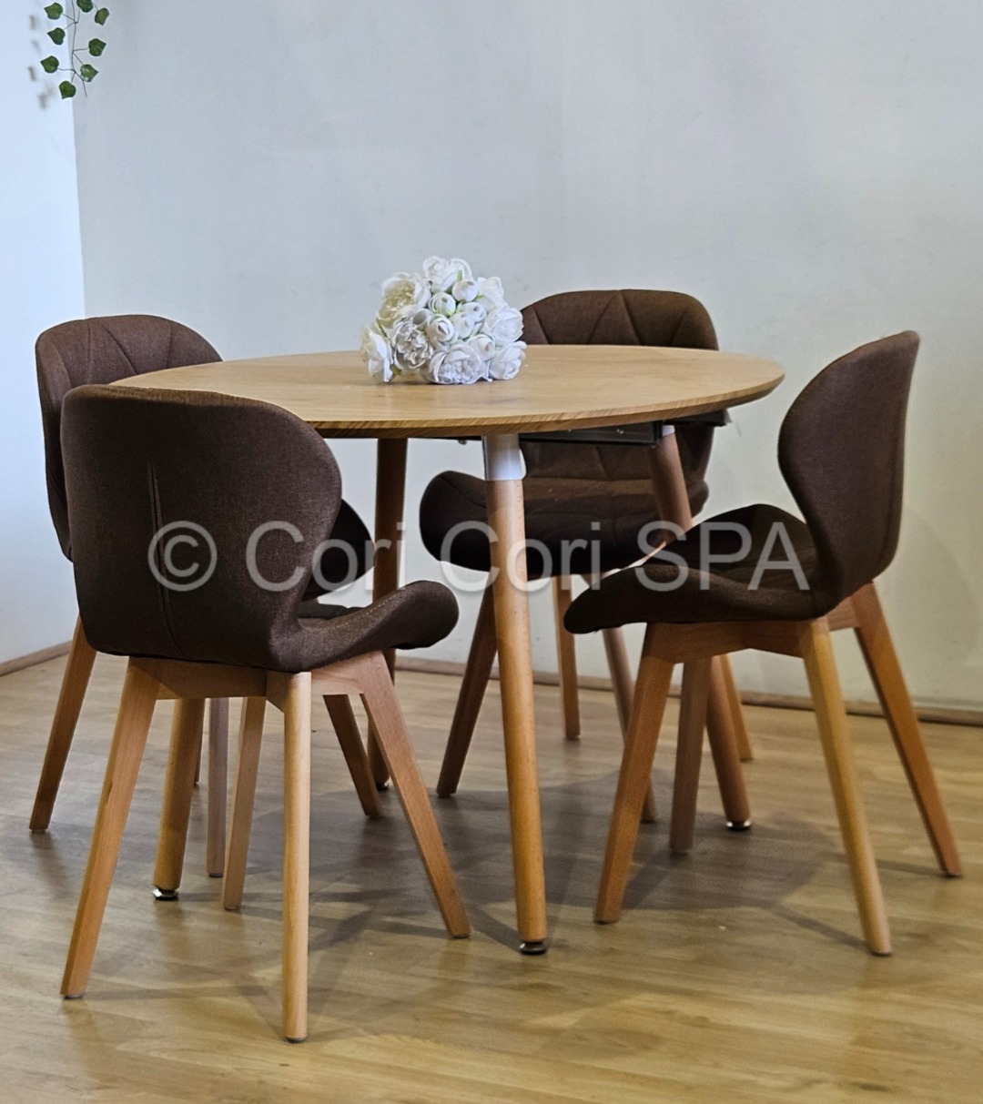 COMEDOR MESA EXPANDIBLE 100 - 180CM + 4 SILLAS MARIPOSA LINO CAFE - 2