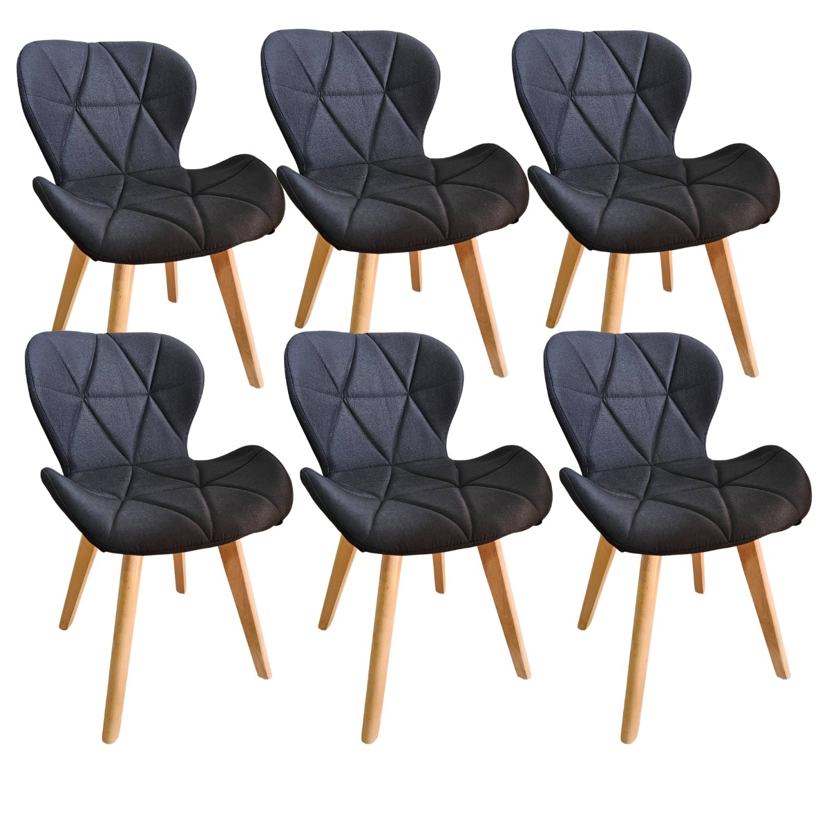 COMEDOR RUBI 120X80CM + 6 SILLAS MARIPOSA LINO NEGRO - 6