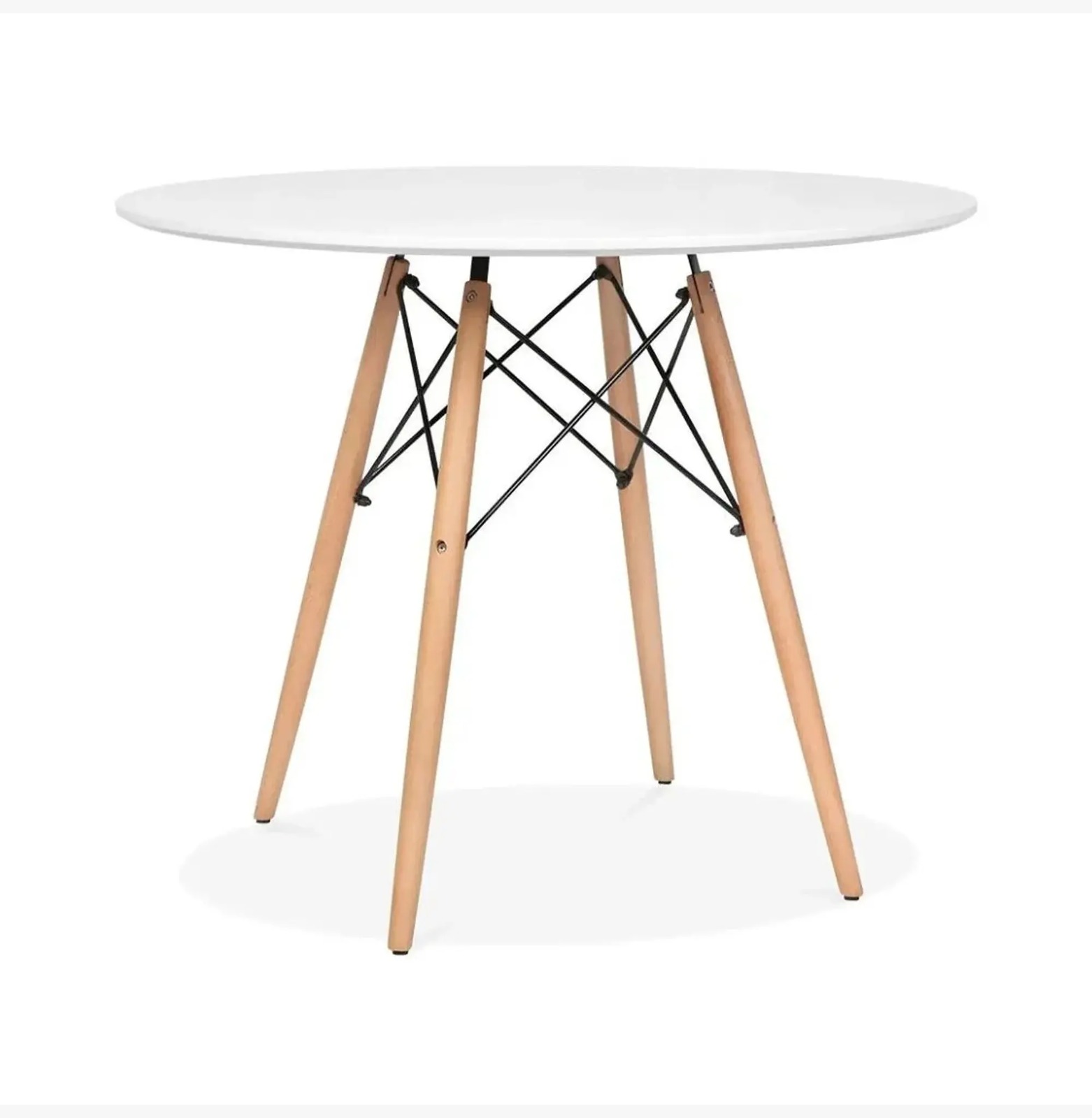 COMEDOR MESA EAMES BLANCA 100CM + 4 SILLAS MARIPOSAS WOOD BEIGE - 3