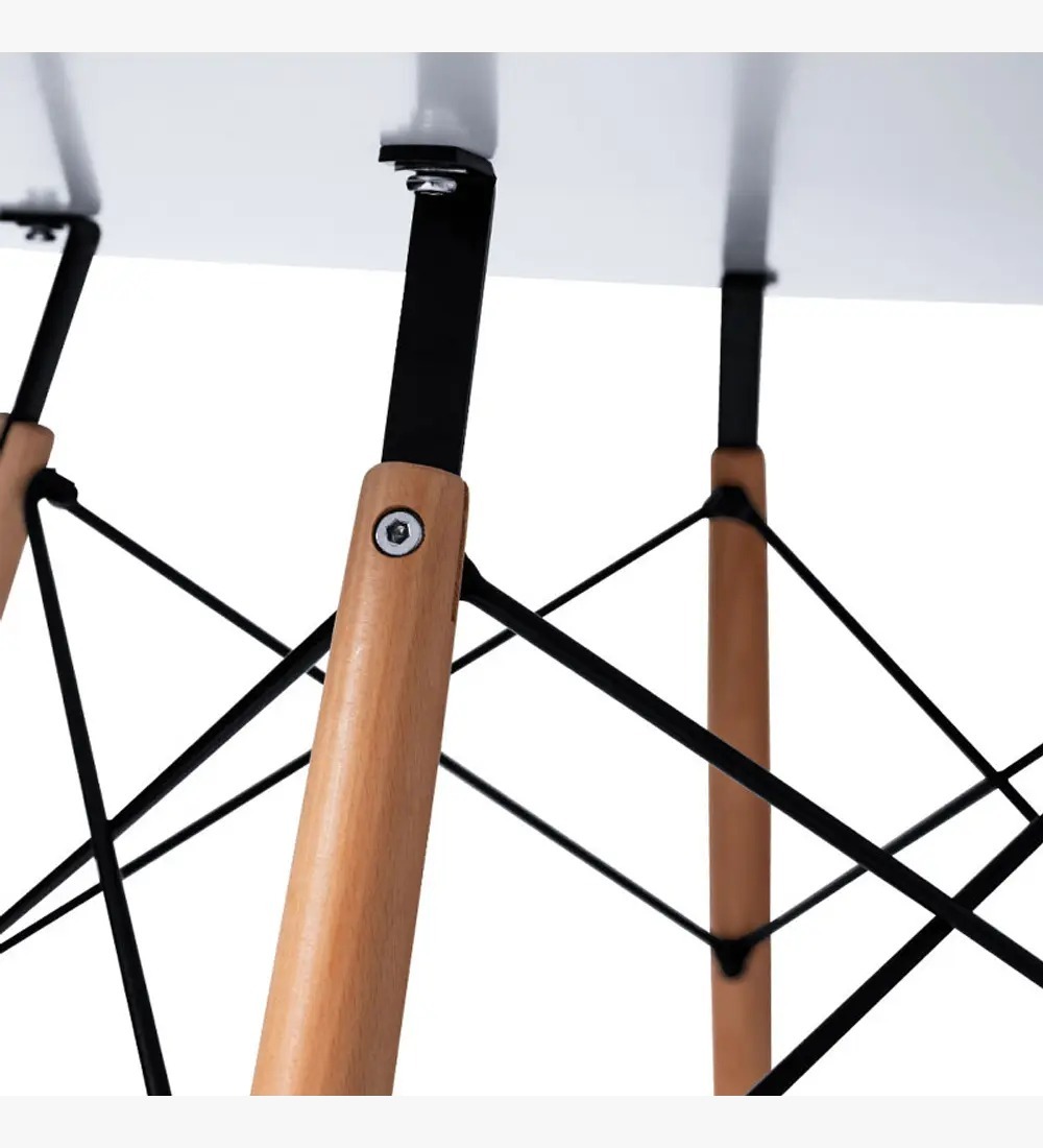 COMEDOR MESA EAMES BLANCA 100CM + 4 SILLAS MARIPOSAS WOOD BEIGE - 4