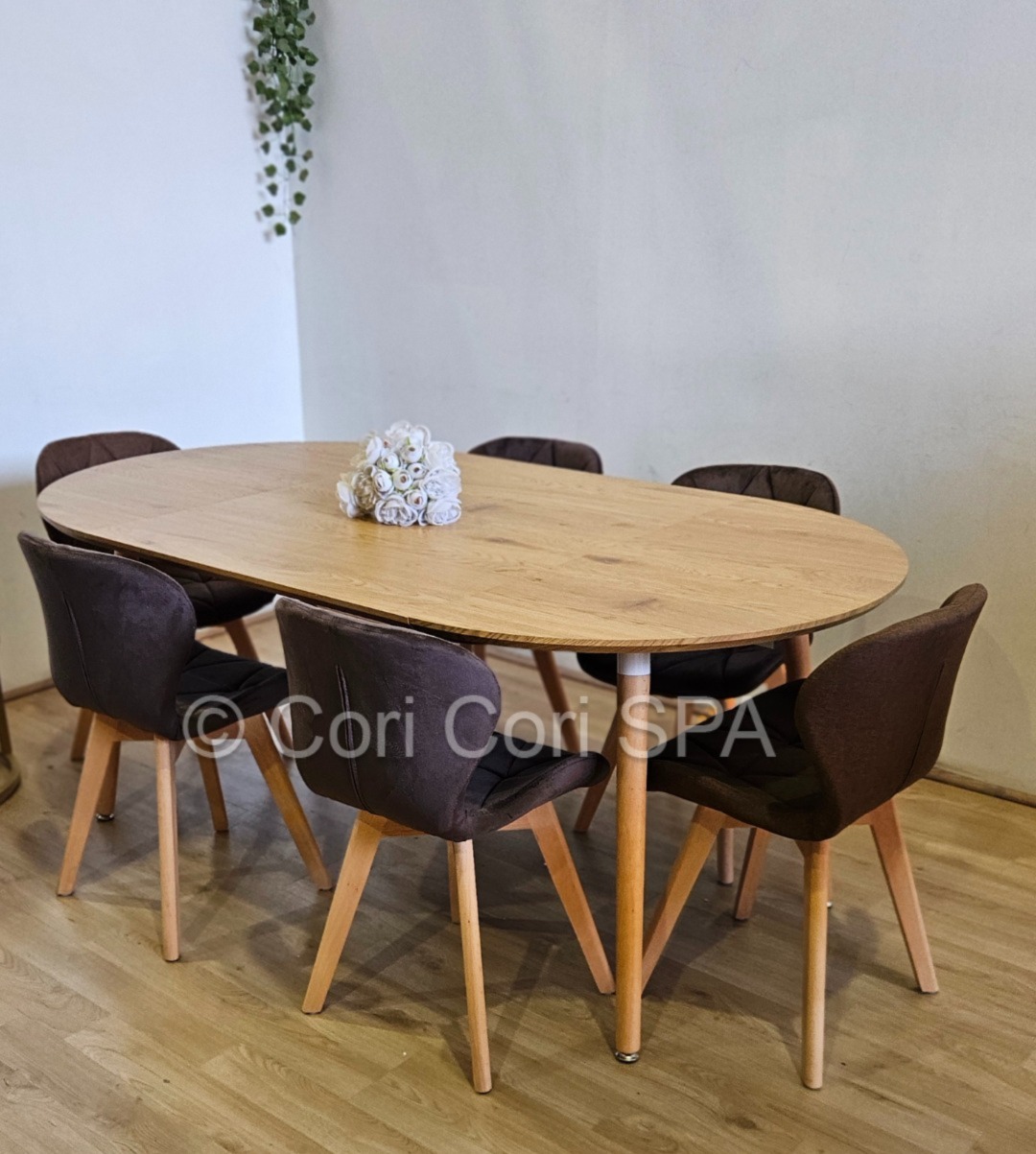 COMEDOR MESA EXPANDIBLE 100 - 180CM + 6 SILLAS MARIPOSA LINO CAFE - 2