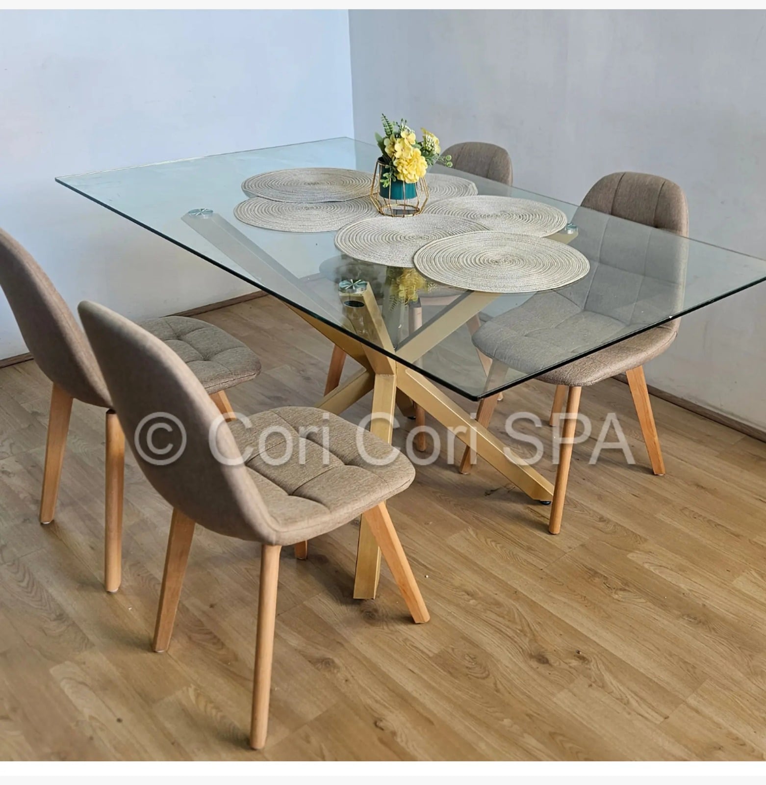 COMEDOR MADRID 140X80CMS + 4 SILLAS CAPITONNE LINO BEIGE - 2