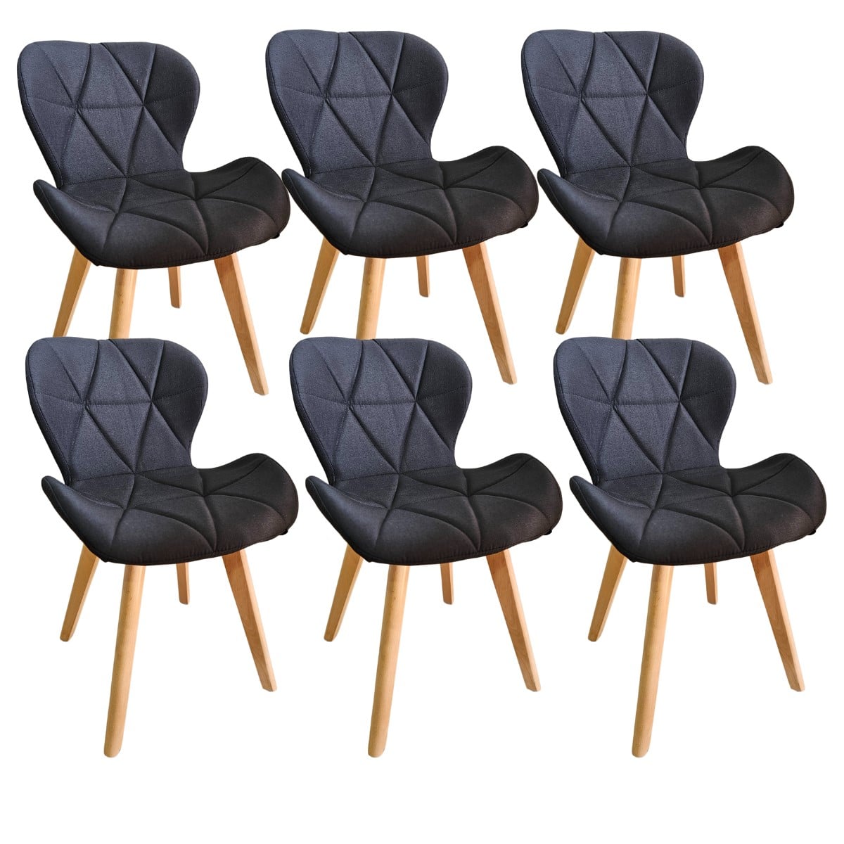 COMEDOR MADRID 140X80CM + 6 SILLAS MARIPOSA LINO NEGRO - 6