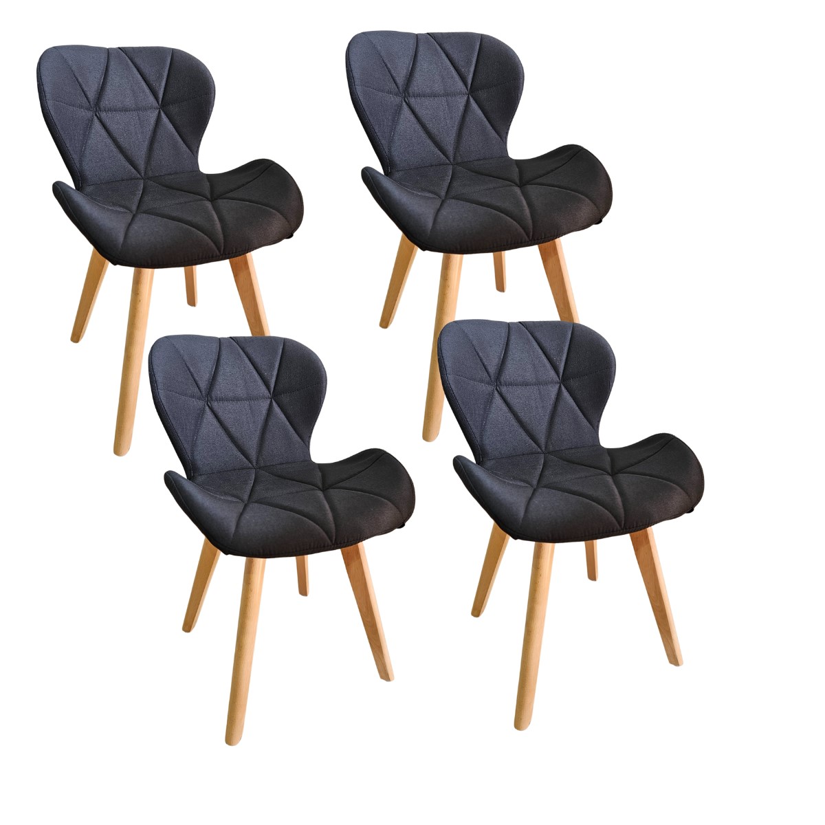 COMEDOR WARWICK 120CM + 4 SILLAS MARIPOSA LINO NEGRO - 6