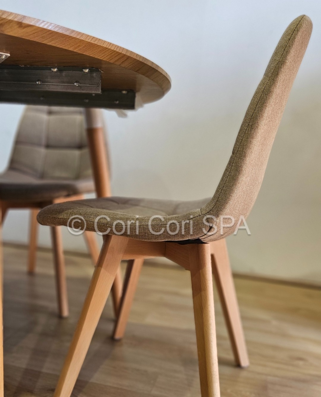 COMEDOR MESA EXPANDIBLE 100 - 180CM + 6 SILLAS CAPITONNE LINO BEIGE - 2