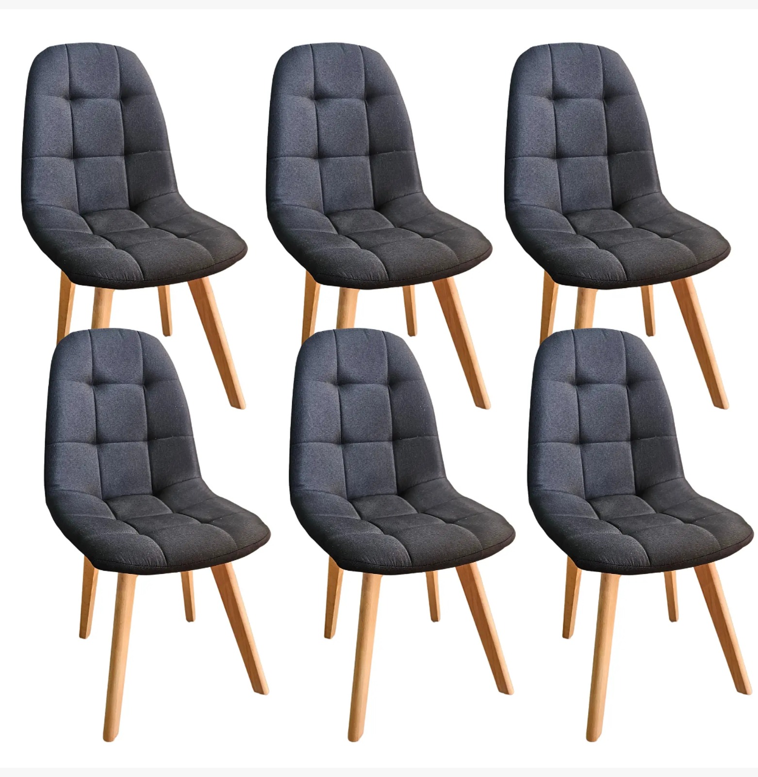 COMEDOR MADRID 140X80CMS + 6 SILLAS CAPITONNE LINO NEGRO - 6