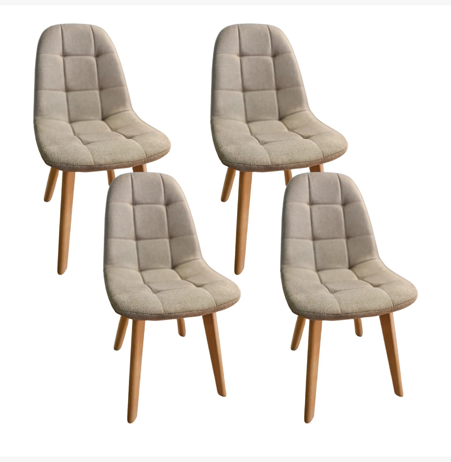 COMEDOR WARWICK 100CM + 4 SILLAS CAPITONNE LINO BEIGE - 6
