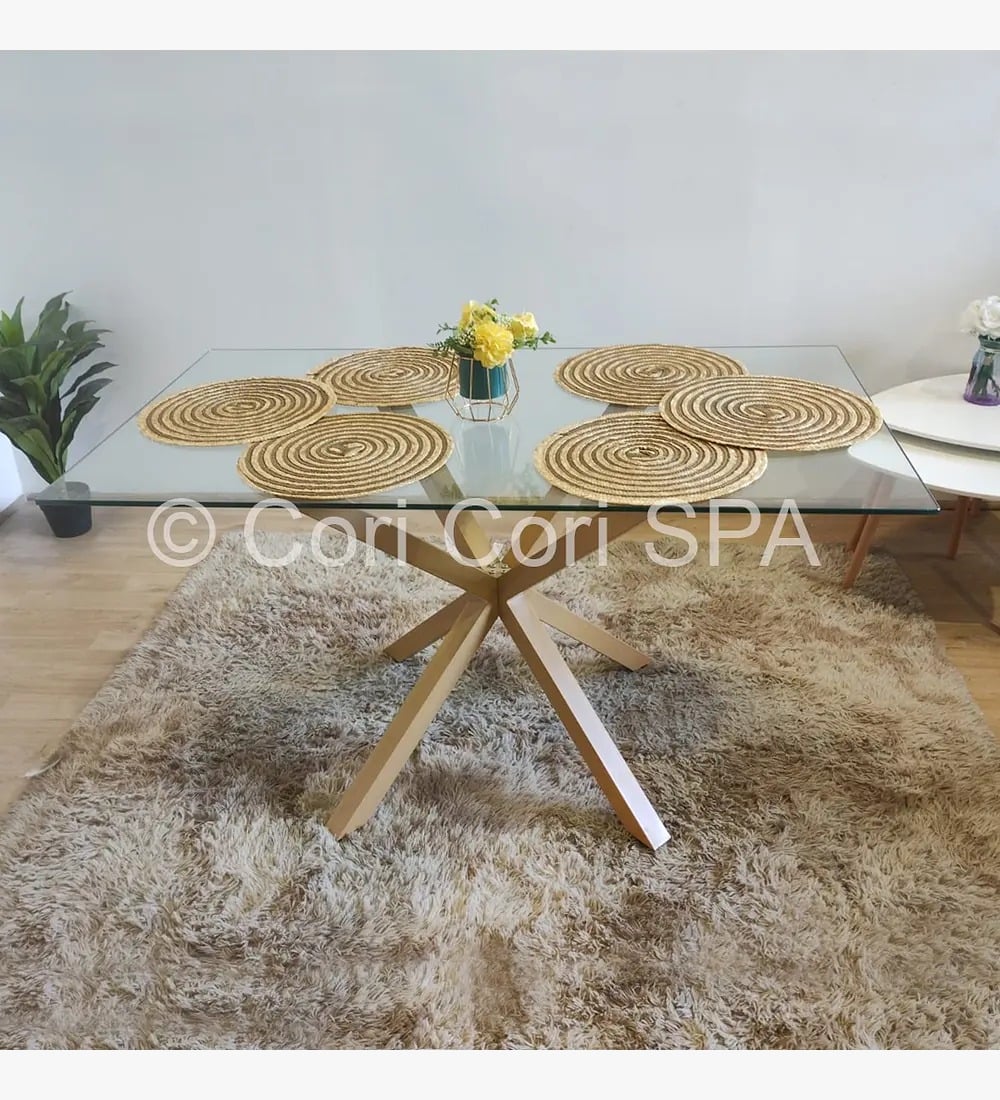COMEDOR MADRID 140X80CM + 6 SILLAS MARIPOSA ECOCUERO WOOD BEIGE - 4