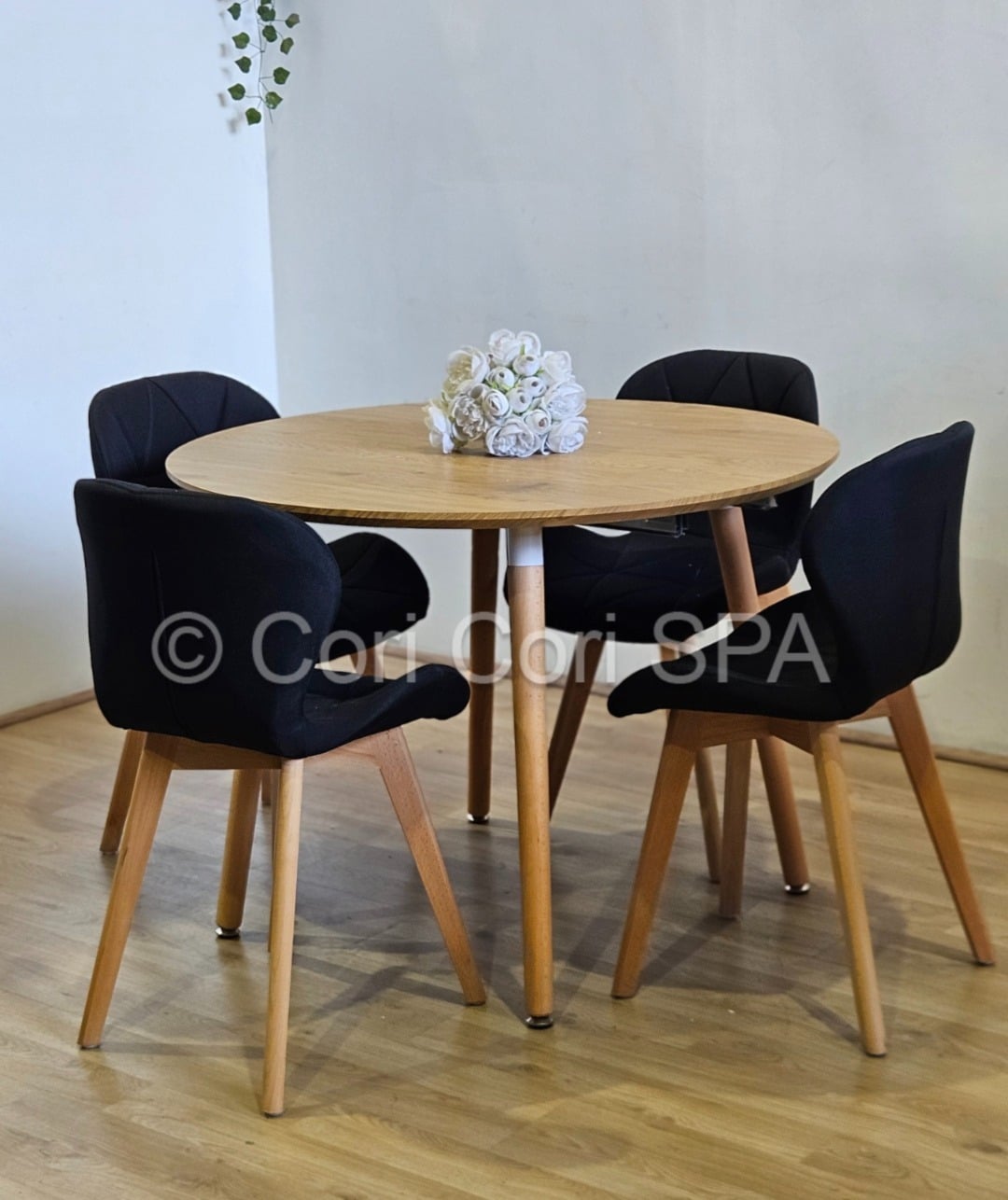 COMEDOR MESA EXPANDIBLE 100 - 180CM + 4 SILLAS MARIPOSA LINO NEGRO - 1