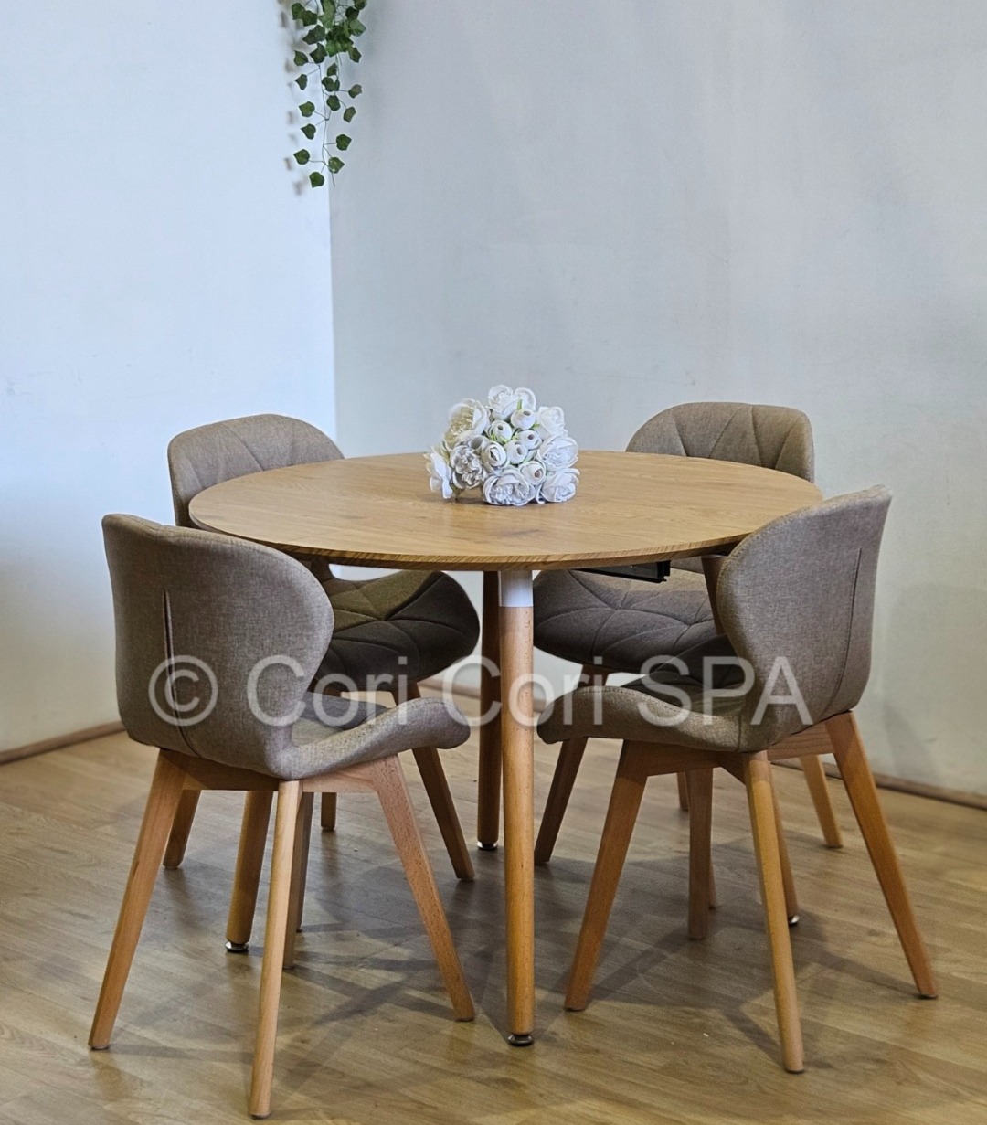 COMEDOR MESA EXPANDIBLE 100 - 180CM + 4 SILLAS MARIPOSA LINO BEIGE - 1