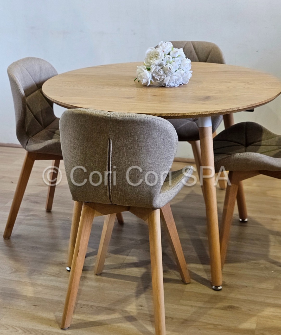 COMEDOR MESA EXPANDIBLE 100 - 180CM + 4 SILLAS MARIPOSA LINO BEIGE - 2
