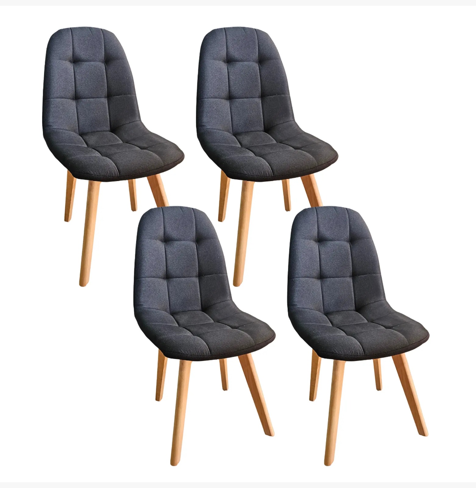 COMEDOR WARWICK 100CM + 4 SILLAS CAPITONNE LINO NEGRO - 6