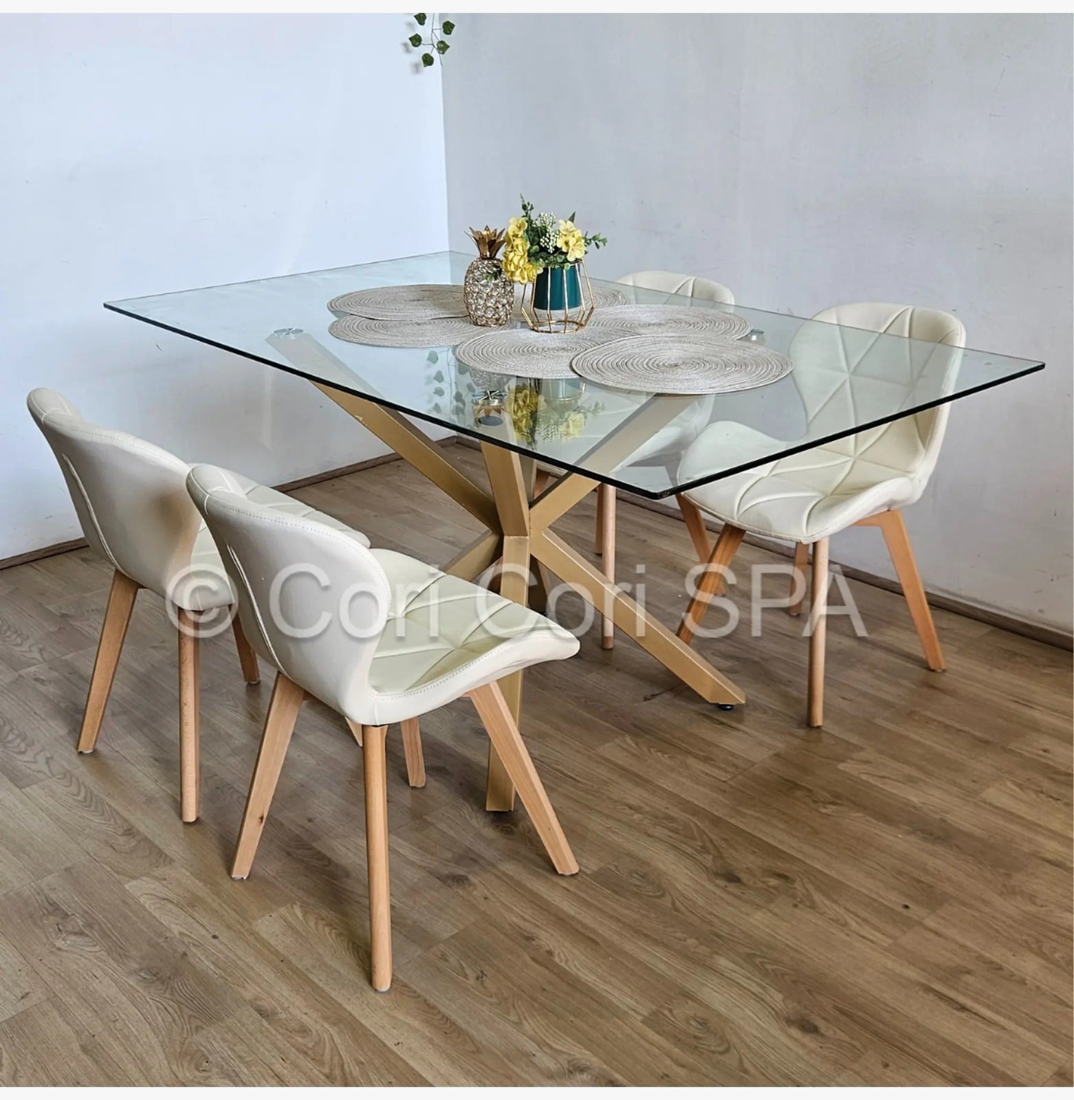 COMEDOR MADRID 140X80CM + 4 SILLAS MARIPOSA WOOD BEIGE - 1