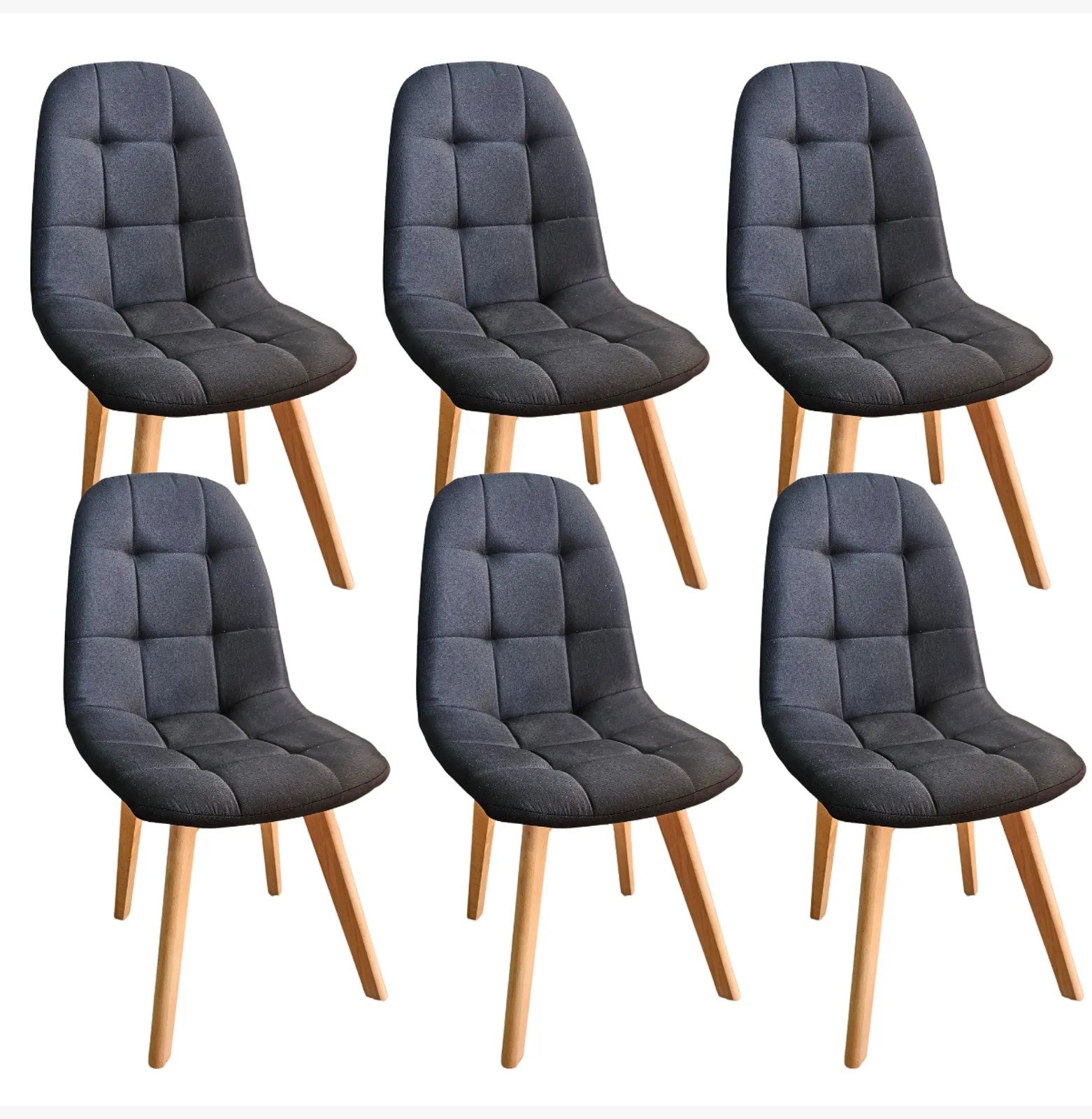 COMEDOR WARWICK 120CMS + 6 SILLAS CAPITONNE LINO NEGRO - 6