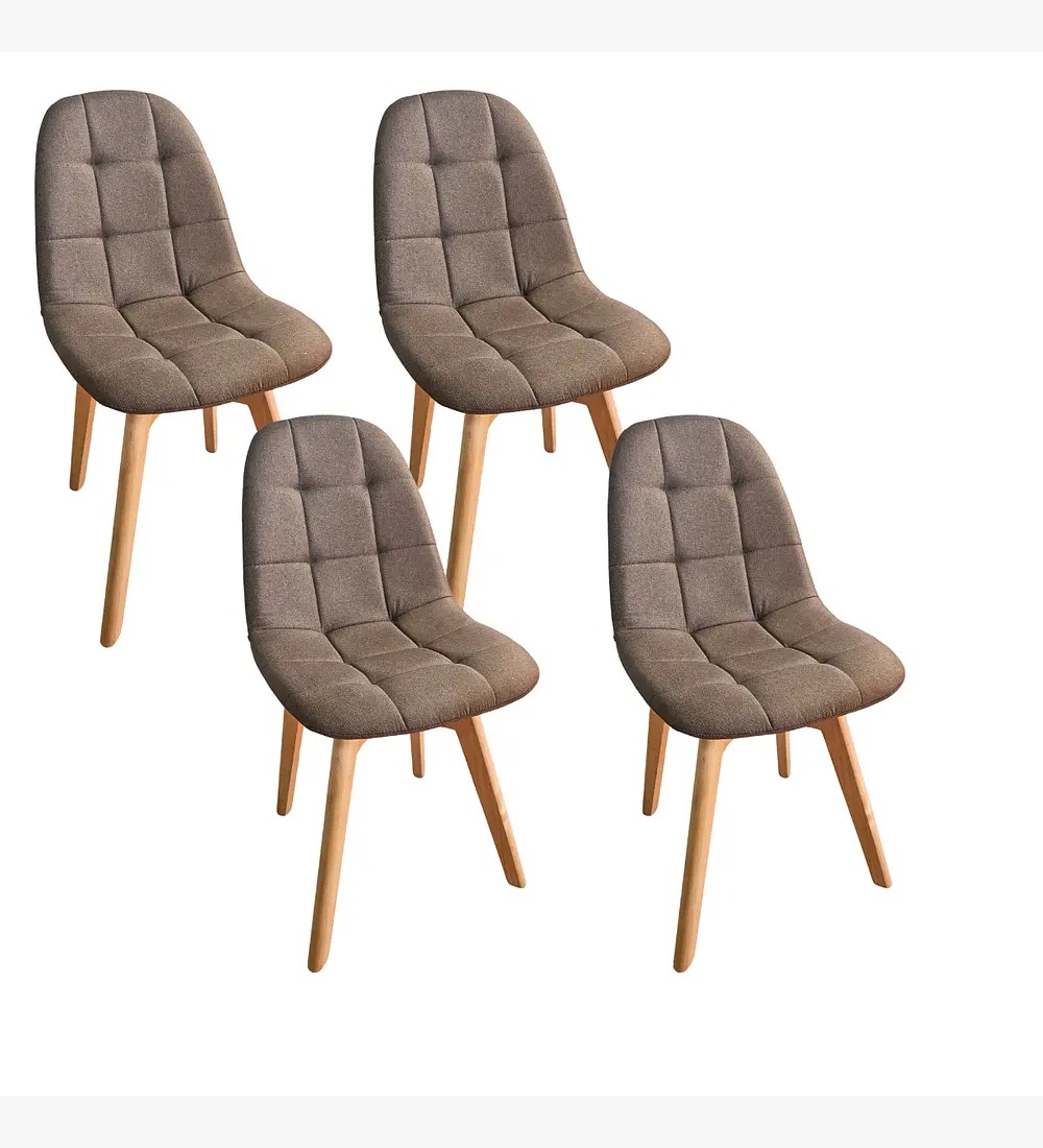 COMEDOR WARWICK 100CM + 4 SILLAS CAPITONNE LINO CAFE - 6