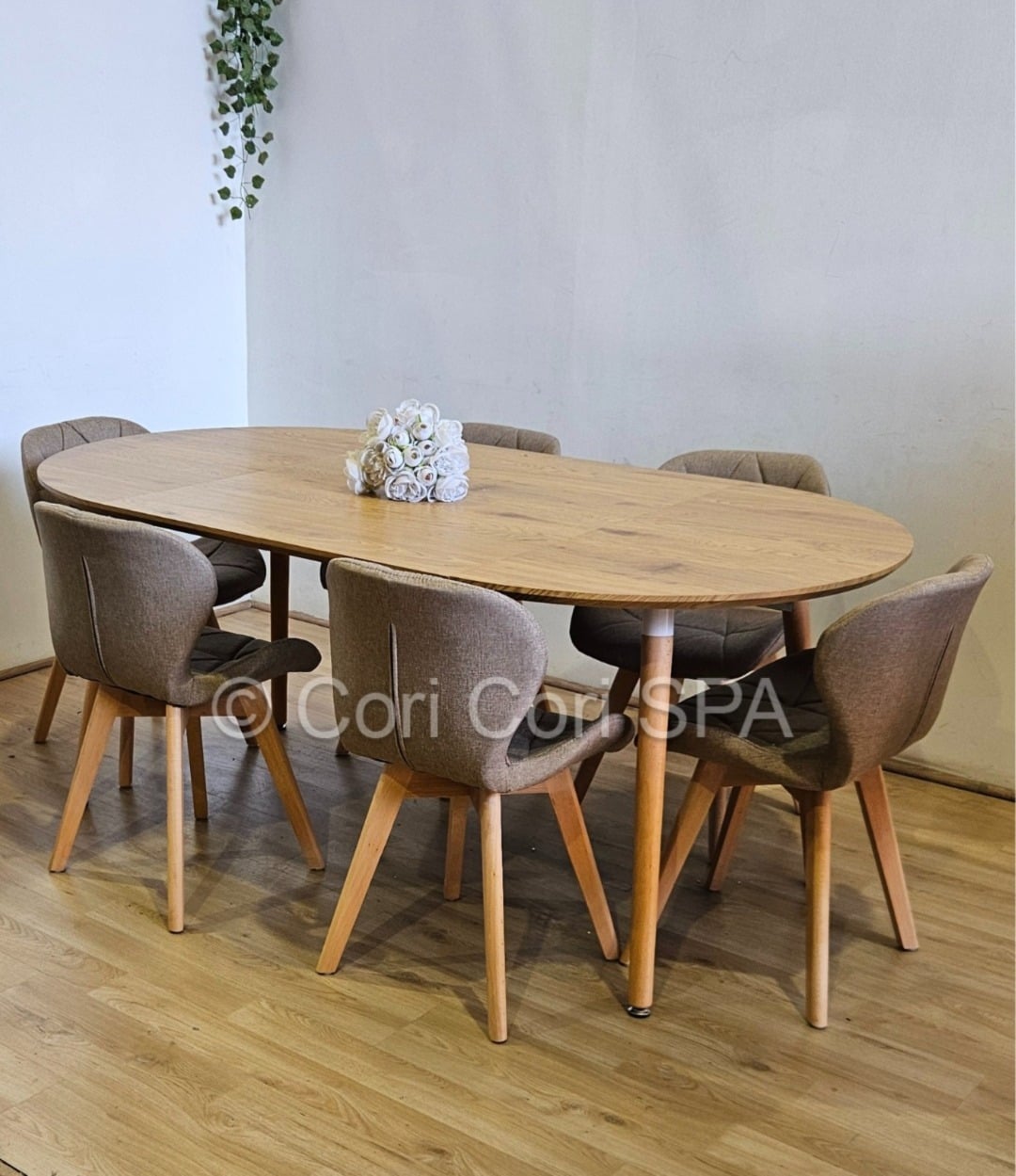 COMEDOR MESA EXPANDIBLE 100 - 180CM + 6 SILLAS MARIPOSA LINO BEIGE - 2