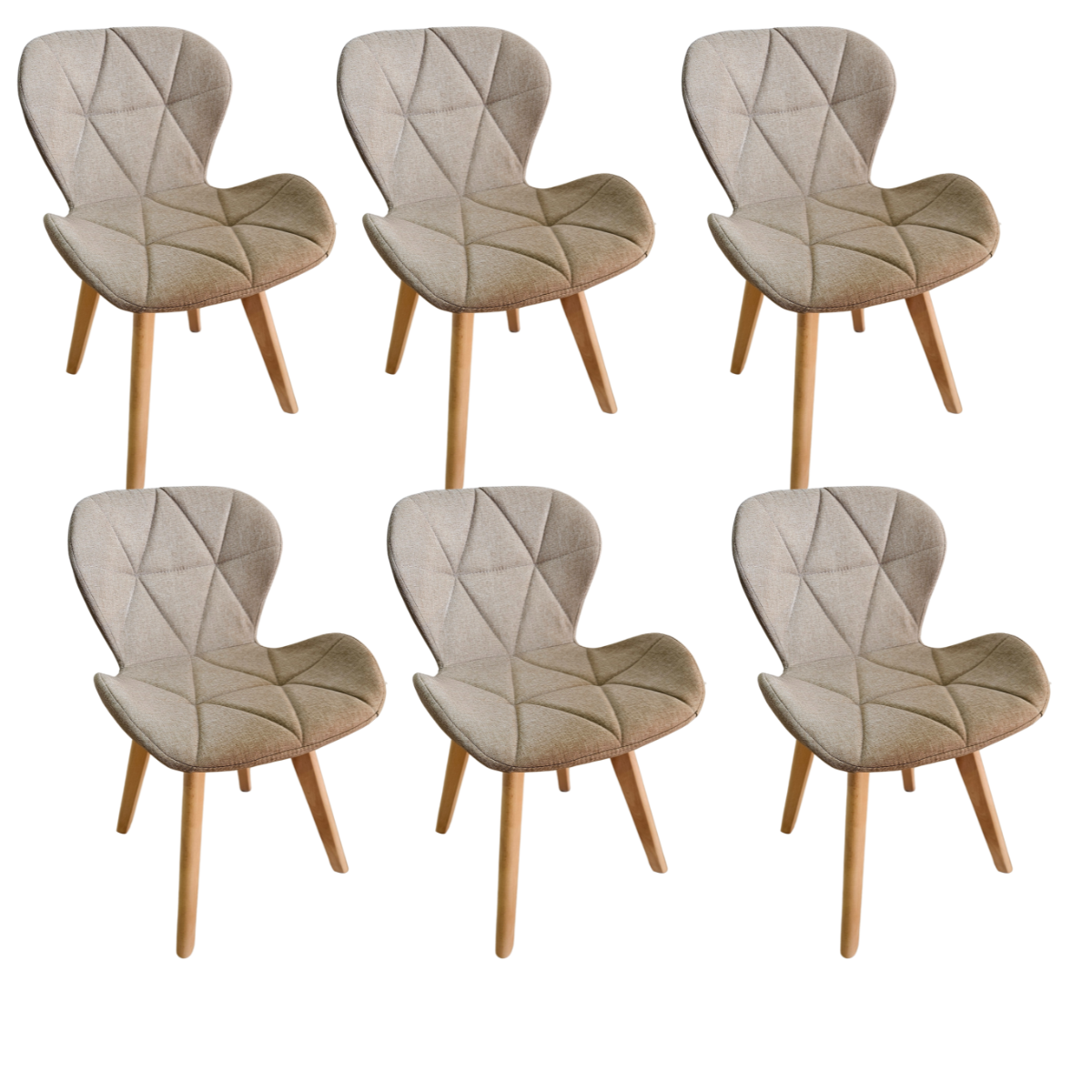 COMEDOR MESA EXPANDIBLE 100 - 180CM + 6 SILLAS MARIPOSA LINO BEIGE - 6