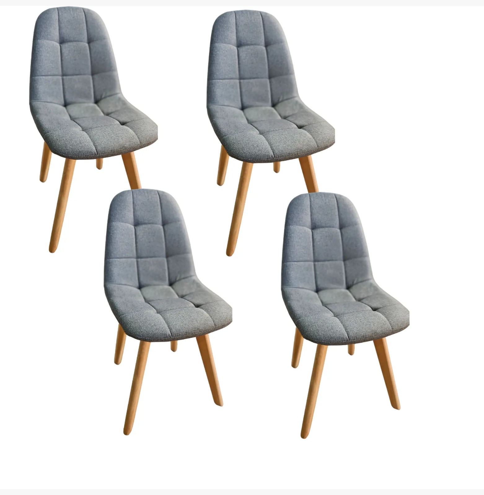 COMEDOR WARWICK 100CM + 4 SILLAS CAPITONNE LINO GRIS - 6