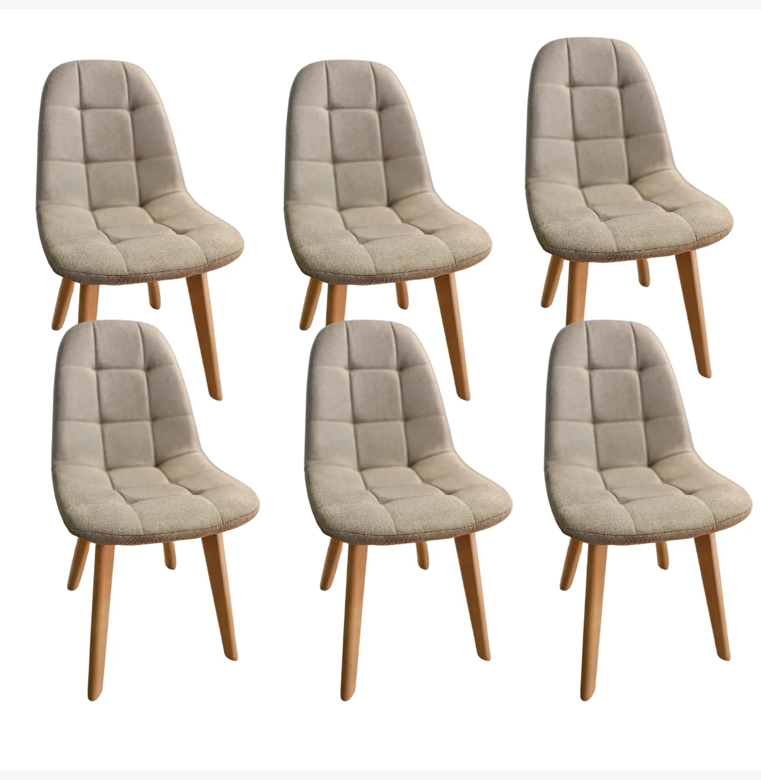 COMEDOR MADRID 140X80CMS + 6 SILLAS CAPITONNE LINO BEIGE - 6