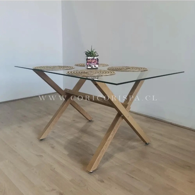 COMEDOR MEDLOCK 140X90CMS + 6 SILLAS MARIPOSA ECOCUERO WOOD BEIGE - 3
