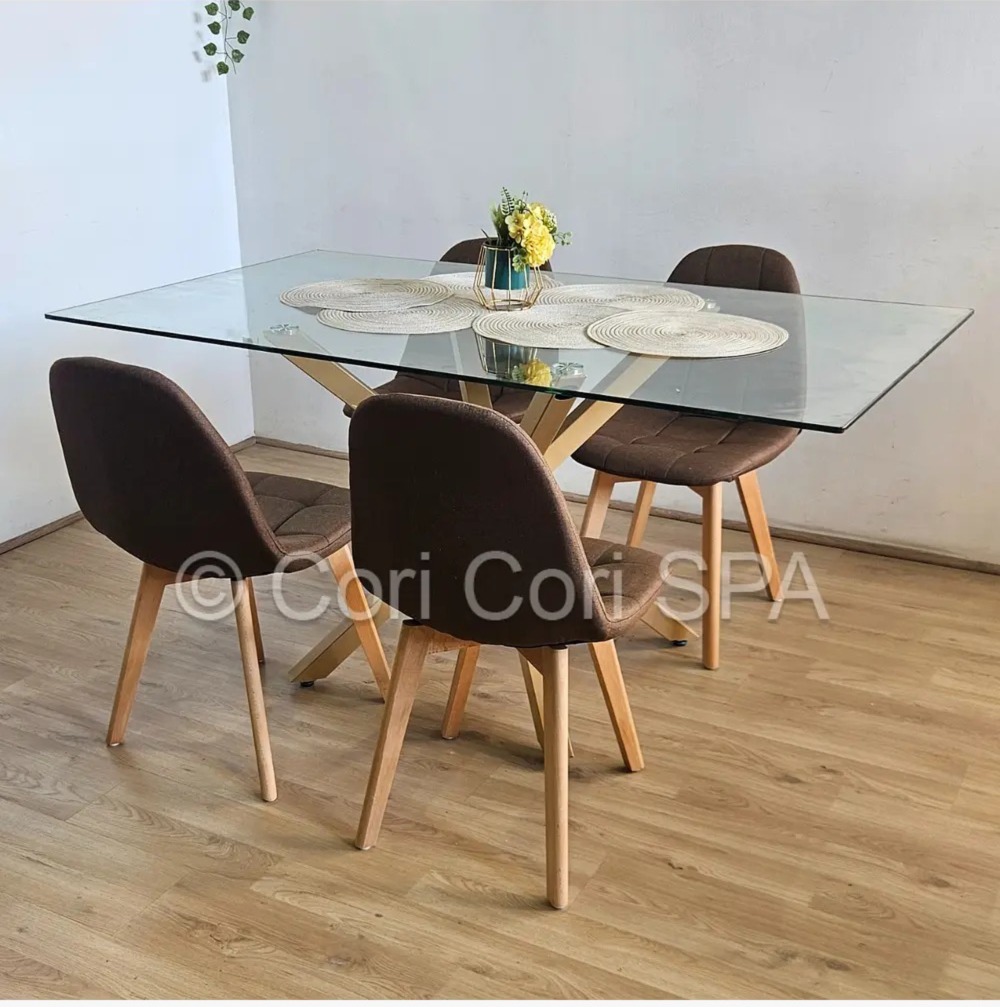 COMEDOR MADRID 140X80CMS + 4 SILLAS CAPITONNE LINO CAFE - 2