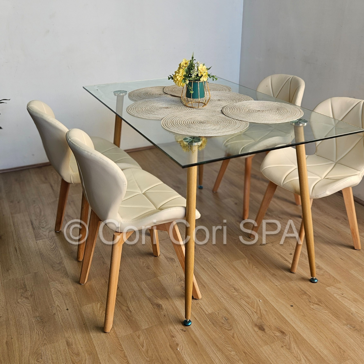 COMEDOR RUBI 120X 80CM + 4 SILLAS MARIPOSA WOOD BEIGE - 2