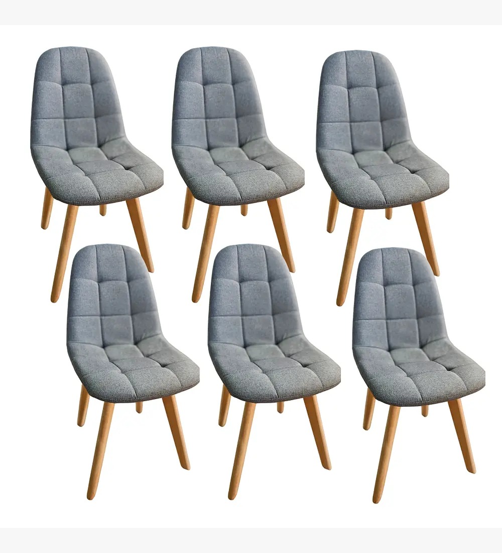 COMEDOR WARWICK 120CMS + 6 SILLAS CAPITONNE LINO GRIS - 6