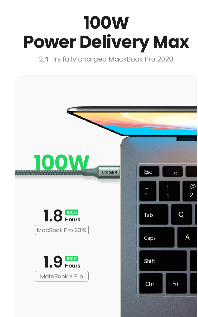 UGREEN CABLE DE DATOS USB-C 2.0 A USB- C 2.0 5A 3M GRIS - 6