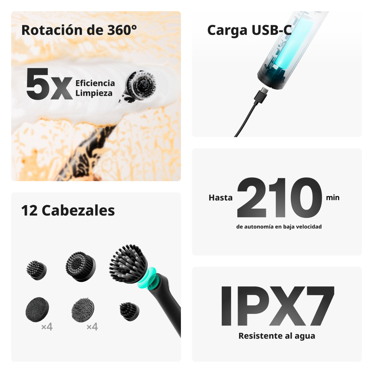 HOTO CEPILLO DE LIMPIEZA ELE CTRICO WAND - INCLUYE 12 PIEZAS - 1