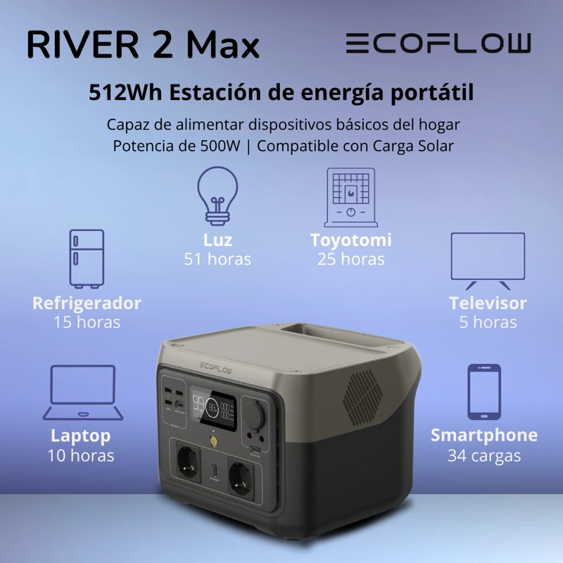 GENERADOR ECOFLOW RIVER 2 MAX 500W 512WH - 2