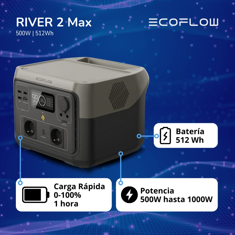 GENERADOR ECOFLOW RIVER 2 MAX 500W 512WH - 3