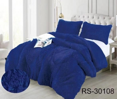 CUBRECAMA MICROFIBRA AZUL QUILT PELUDO CON CHIPORRO INVIERNO 2 PLAZAS - 1