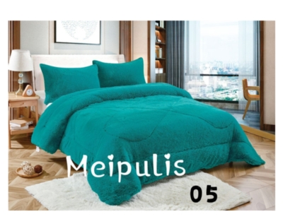 CUBRECAMA MICROFIBRA TURQUESA QUILT PELUDO CON CHIPORRO INVIERNO 2 PLAZAS - 1