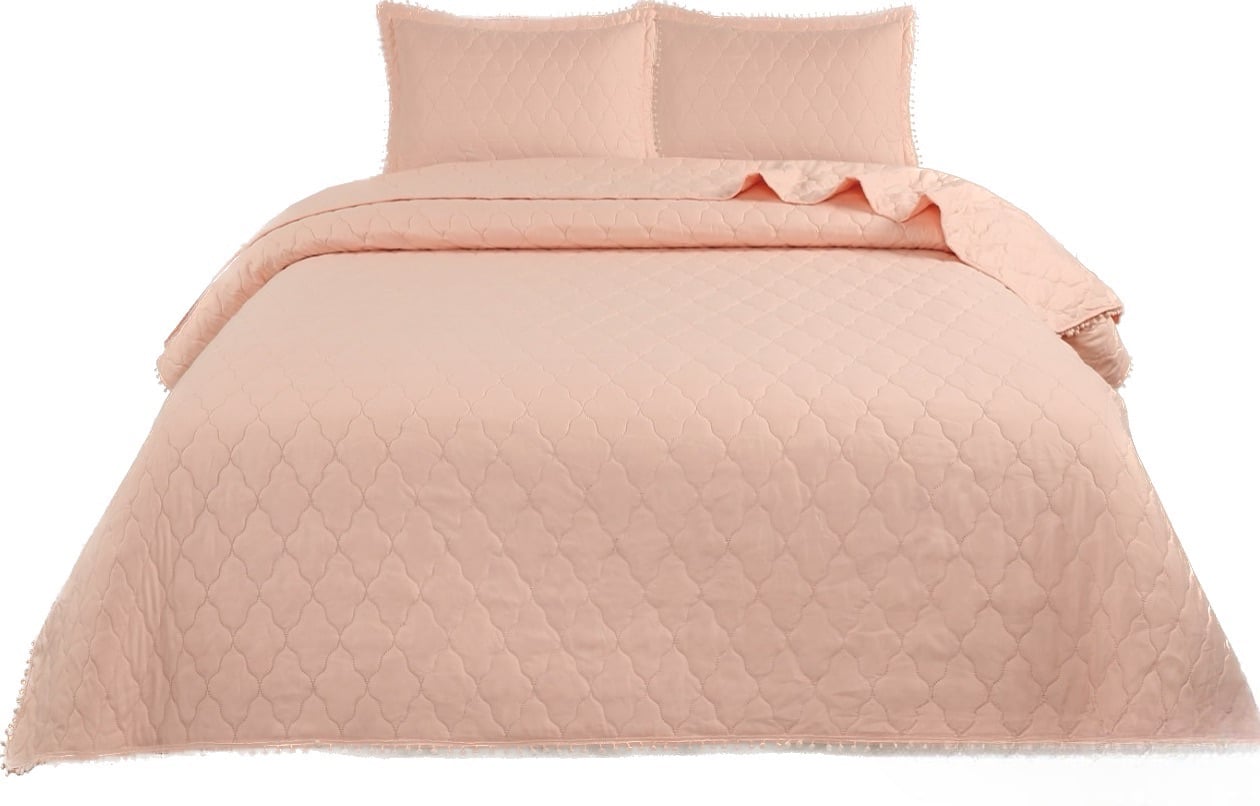 CUBRECAMA MICROFIBRA ROSADO QUILT ALGODON KING SUPER KIG - 1