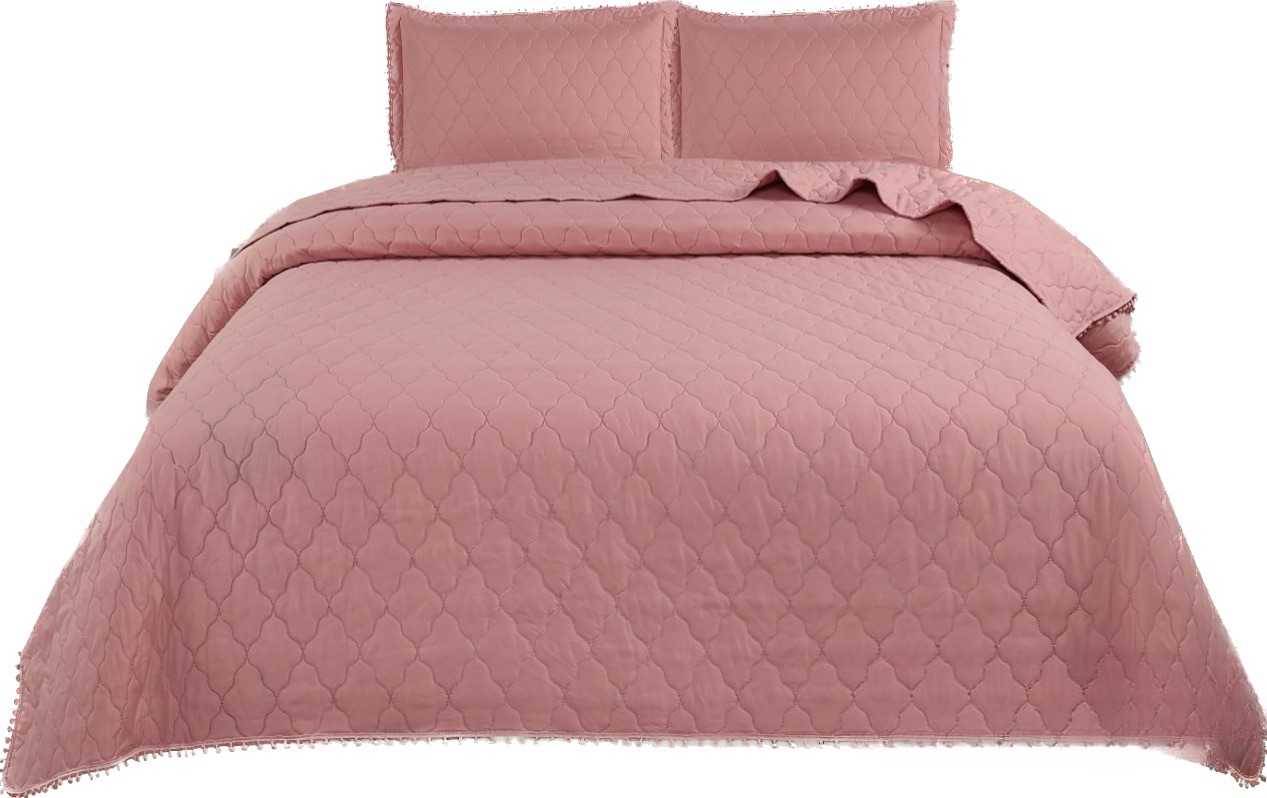 CUBRECAMA MICROFIBRA ROSADO QUILT ALGODON KING SUPER KIG - 1