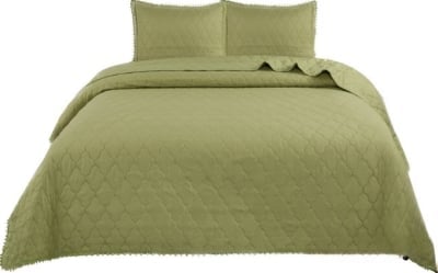 CUBRECAMA 1.5 PLAZAS ALGODÓN ROSADO QUILT - 1