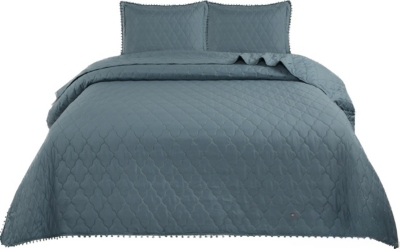 CUBRECAMA 1.5 PLAZAS ALGODÓN BURDEO QUILT - 1