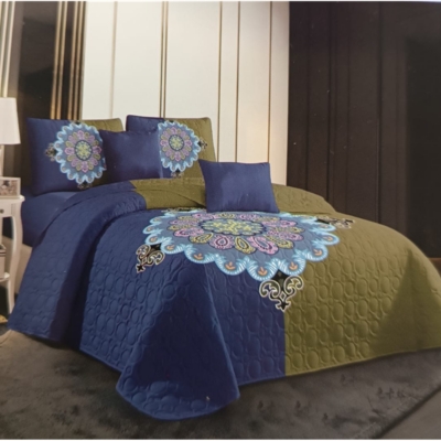 CUBRECAMA 1.5 PLAZAS ALGODÓN LILA QUILT - 1