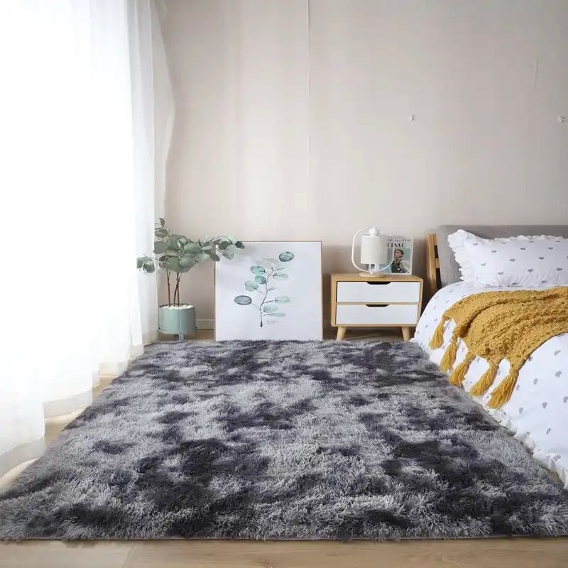 ALFOMBRA SHAGGY PELUDAS GRIS JASPEADO 180 X 200 CM - 1