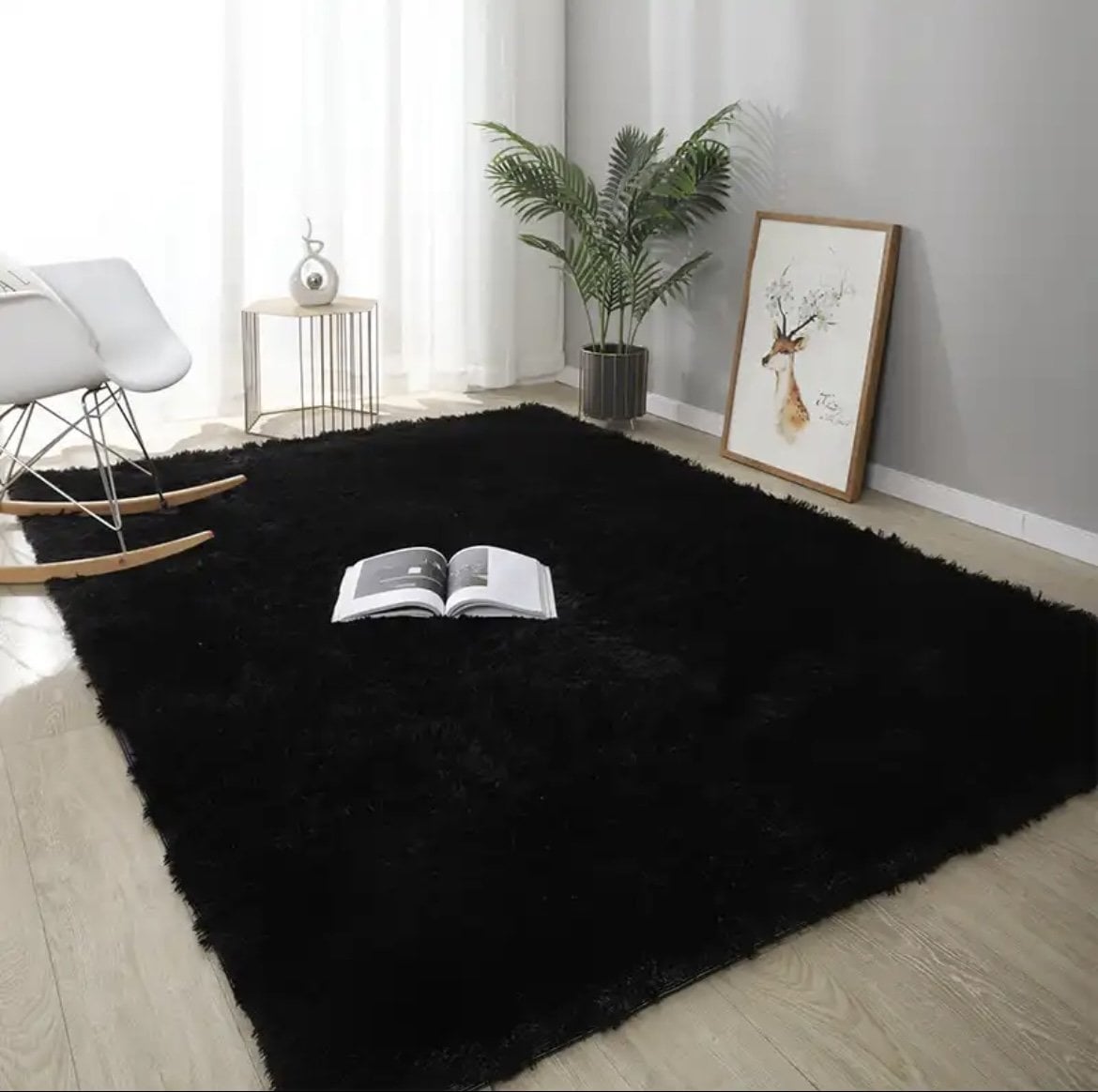 ALFOMBRA SHAGGY PELUDAS NEGRO 180 X 200 CM - 1