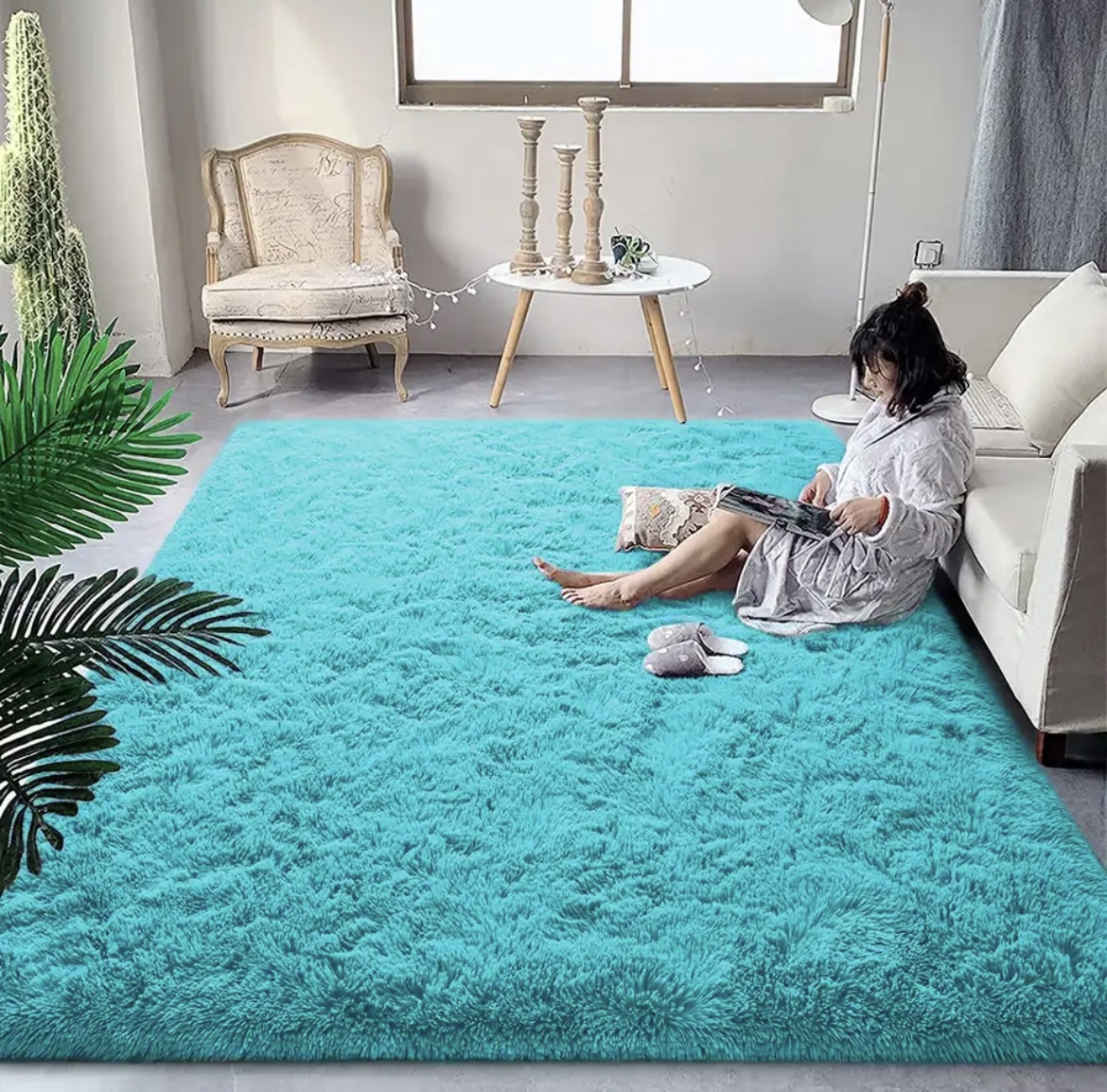 ALFOMBRA SHAGGY PELUDAS CELESTE 240 X 200 CM - 1