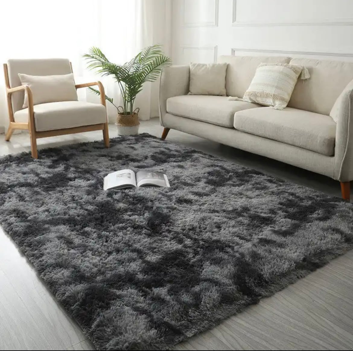 ALFOMBRA SHAGGY PELUDAS NEGRO JASPEADO 180 X 200 CM - 1