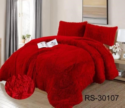 CUBRECAMA MICROFIBRA ROJO QUILT PELUDO CON CHIPORRO 1.5 PLAZA INVIERNO - 1