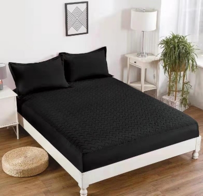 CUBRECOLCHÓN MICROFIBRA NEGRO LISO IMPERMEABLE KING 180X200 - 1