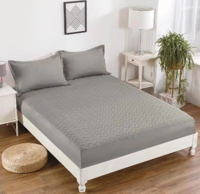 CUBRECOLCHÓN MICROFIBRA GRIS LISO IMPERMEABLE 1.5 PLAZA - 1